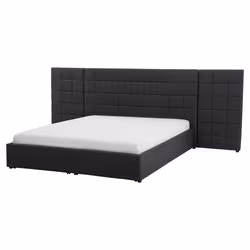 Bed with Storage Drawers Fabric MILLAU 160 x 200 cm (EU King Size) Dark Grey