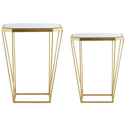 Set of 2 Side Tables SIERRA Glass Gold