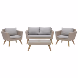 Garden Lounge Set with Table 4 Seater VITTORIA PE Rattan Grey