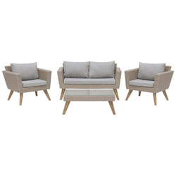 Garden Lounge Set with Table 4 Seater VITTORIA PE Rattan Grey