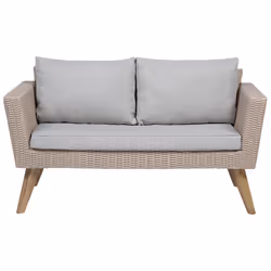 Garden Lounge Set with Table 4 Seater VITTORIA PE Rattan Grey