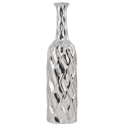 Decorative Vase BASSANIA Stoneware 45 cm Silver