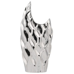 Decorative Vase HALUZA Stoneware 35 cm Silver