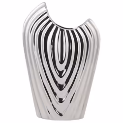 Decorative Vase ECETRA Stoneware 26 cm Silver