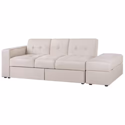 Sofa Bed FALSTER Fabric Beige with Storage 3 Seater