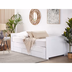 Bed with Storage Drawers Wood CAHORS 90 x 200 cm (EU Single) White