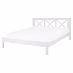 Bed Pine Wood TANNAY 160 x 200 cm (EU King Size) White