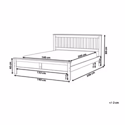 Bed Pine Wood MAYENNE 140 x 200 cm (EU Double) White