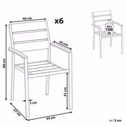 Set of 6 Garden Chairs VERNIO Brown