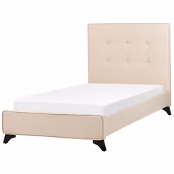 Fabric EU Single Size Bed Beige AMBASSADOR