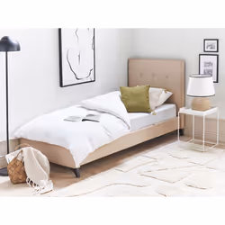 Fabric EU Single Size Bed Beige AMBASSADOR
