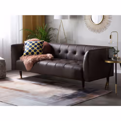 Sofa BYSKE Leather Dark Brown 3 Seater