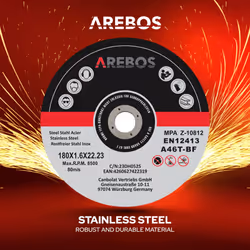 AREBOS 50 Metal Cutting Discs | Stainless Steel Cutting Discs | 180 x 1.6 x 22.23 mm | For Angle Grinder