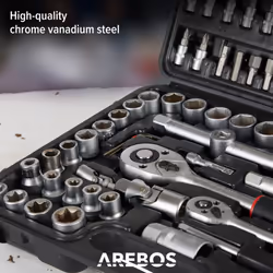 AREBOS 108 pcs Socket Wrench Set | Professional Socket Ratchet Set |Screwdriver Torx Set