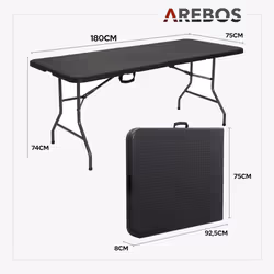Arebos 4260627425938 outdoor table Black