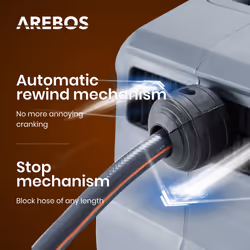 AREBOS Hose Pipe Reel | 30 m Swivel Hose Reel | Wall Hose Box with Locking Stop | Includes Wall Bracket | Automatic Reel Mechanism | Orange