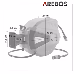 AREBOS Hose Pipe Reel | 30 m Swivel Hose Reel | Wall Hose Box with Locking Stop | Includes Wall Bracket | Automatic Reel Mechanism | Orange