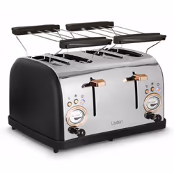 Lauben LBN4ST1500BC, 4 slice(s), Black, Stainless steel, Stainless steel, Buttons, Level, 1500 W, 220 V