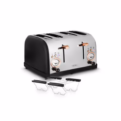 Lauben LBN4ST1500BC toaster 6 4 slice(s) 1500 W Black, Stainless steel