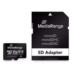 MediaRange MR947, 512 GB, MicroSDXC, Class 10, UHS-I, 100 MB/s, 30 MB/s