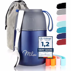 Milu Thermo Food Flask - 300, 440, 450, 650, 800ml - Stainless Steel Insulated Container - Lunchbox - Jar with Spoon for hot  ...