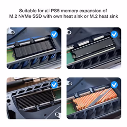 GRAUGEAR Metal Heat Dissipation Cover for PS5 M.2 SSD Expansion Slot | Fit for PlayStation 5 NVMe SSD w/Heatsink | New Breathable Cellular Hole | Cool