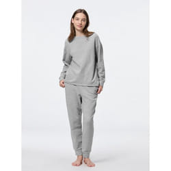 Gu By Uniqlo Stretch Soft Lounge Set  Long Sleeve   Long Pants - 03 GRAY/M