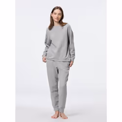 Gu By Uniqlo Stretch Soft Lounge Set  Long Sleeve   Long Pants - 03 GRAY/3XL