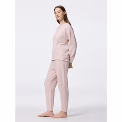 Gu By Uniqlo Stretch Soft Lounge Set  Long Sleeve   Long Pants - 10 PINK/XL