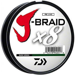 Daiwa J Braid 300m 8 Strand Round Blade Line Lb. Test  10 Dark Green