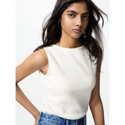 Uniqlo Japan Shirring BoaT Neck T Sleeveless - 01 OFF WHITE/3XL