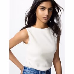 Uniqlo Japan Shirring BoaT Neck T Sleeveless - 01 OFF WHITE/3XL