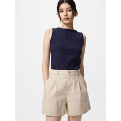Uniqlo Japan Shirring BoaT Neck T Sleeveless - 69 NAVY/3XL