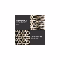 Round Hair Brush -  85mm (3.3") - Natural Boar Bristle Hairbrush for Blow Drying and Quiff Styling - Small Circlular Roll Brush for Women and Men -