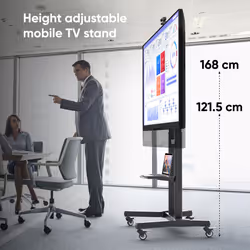 ONKRON Rollable TV Stand - Universal Swivel TV Stand for 50-90 inch Screens, Max VESA 800x600, Height Adjustable up to 90 kg, Black TS1891-B