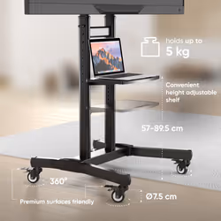 ONKRON Rollable TV Stand - Universal Swivel TV Stand for 50-90 inch Screens, Max VESA 800x600, Height Adjustable up to 90 kg, Black TS1891-B - Additional view 5