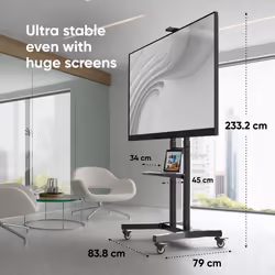 ONKRON Rollable TV Stand - Universal Swivel TV Stand for 50-90 inch Screens, Max VESA 800x600, Height Adjustable up to 90 kg, Black TS1891-B - Additional view 6