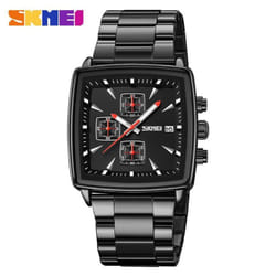 New Quartz Watches Men Rectangle Wristwatches Male Luxury Chronograph Business Watch Relogio Masculinoes - black
