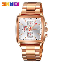 New Quartz Watches Men Rectangle Wristwatches Male Luxury Chronograph Business Watch Relogio Masculinoes - rose,white