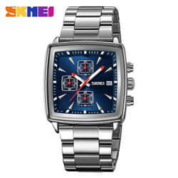 New Quartz Watches Men Rectangle Wristwatches Male Luxury Chronograph Business Watch Relogio Masculinoes - blue