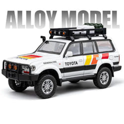 New 1:24 Toyota Land Cruiser Lc80 Alloy Car Model Die-cast Metal Toy Off-road Vehicle Car Model Simulation Sound And  Light Children's Gift - white