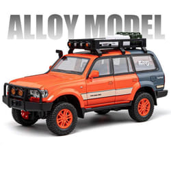 New 1:24 Toyota Land Cruiser Lc80 Alloy Car Model Die-cast Metal Toy Off-road Vehicle Car Model Simulation Sound And  Light Children's Gift - orange