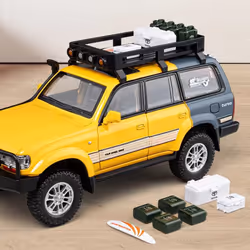 New 1:24 Toyota Land Cruiser Lc80 Alloy Car Model Die-cast Metal Toy Off-road Vehicle Car Model Simulation Sound And  Light Children's Gift - orange