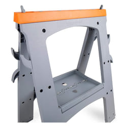 Amazon Basics Portable Foldable Rectangular Sawhorse, Set of 2, 408 kg Capacity, with Storage Hooks, Easy to Use, Orang