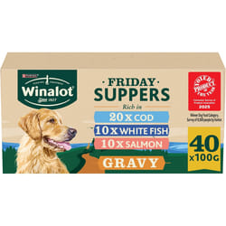 WINALOT Friday Suppers Mixed Variety Fish in Gravy Wet Dog Food 40x100g