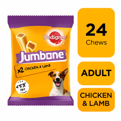 24 Pedigree Jumbone Medium Dog Treats Chicken & Lamb Dog Chews (12x180g)