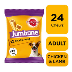 24 Pedigree Jumbone Medium Dog Treats Chicken & Lamb Dog Chews (12x180g)