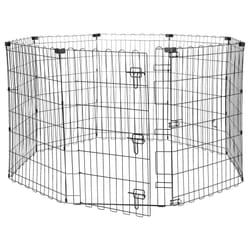 Amazon Basics Foldable Octagonal Metal Dog Pen/Puppy Pen/Playpen Indoor for Dogs and Pets, With door, 91 cm high, Black