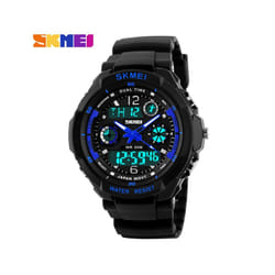 Kids Shockproof Waterproof Digital Watch Outdoor Boy Sport - Blue L Adult