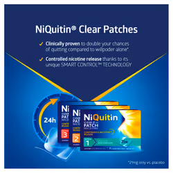 NiQuitin 14 mg Nicotine Patch - Step 2 - Stop Smoking Aid Therapy - 14 Clear Patches for 2 Weeks Treatment - 24h Craving Control - Invisible Nicotine